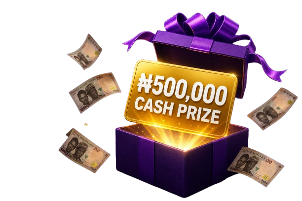 ₦500,000 cash prize gift box with Nigerian Naira notes